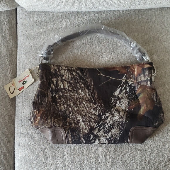 NWT Mossy Oak Quality Brown Ostrich Hunting Camouflage Hobo Bag Purse - Picture 1 of 5